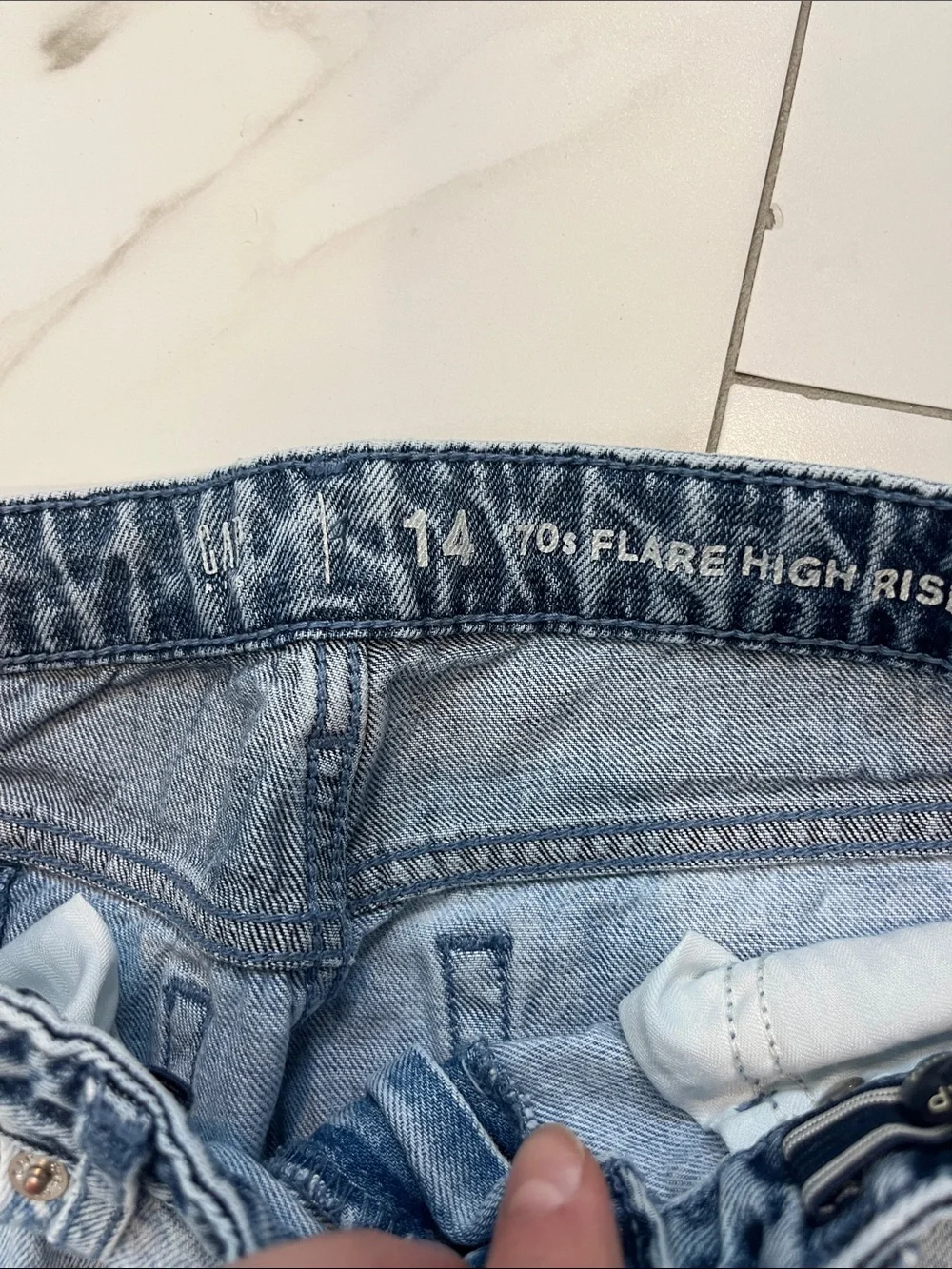 Gap Two-Tone Patchwork Flared Jeans - Blue
